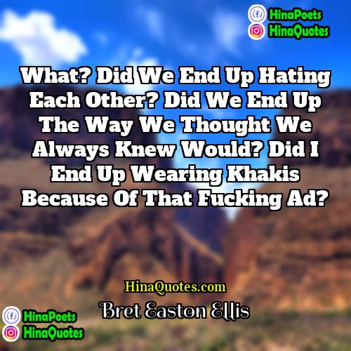 Bret Easton Ellis Quotes | What? Did we end up hating each
