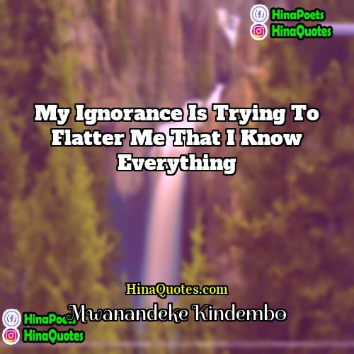 Mwanandeke Kindembo Quotes | My ignorance is trying to flatter me
